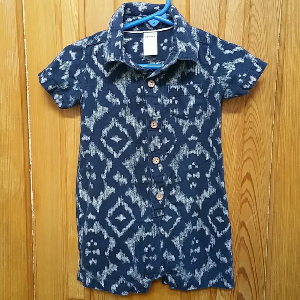 Blue + White Pattern Romper by Carter's. Size 18M.